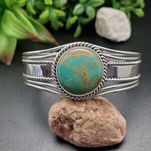 STN #C46 | Number 8 Turquoise Cuff Bracelet | Sterling Silver Turquoise Bracelet | Turquoise Bracelet Cuff | Free Shape Southwest Bracelet
