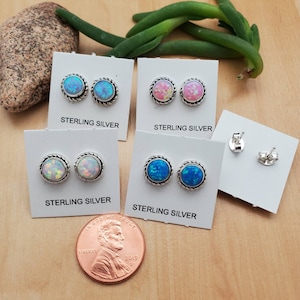 SoCute925 Color Opal Stud Earrings | Opal Post Earrings | Sterling Silver Opal Southwest Jewelry | Dainty Color Opal Studs | Opal Jewelry
