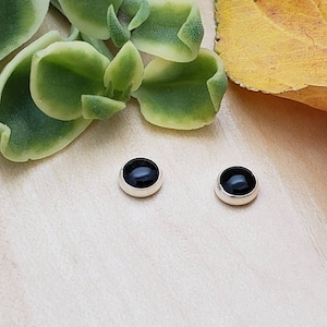 SoCute925 5mm Black Onyx Studs | 925 Sterling Silver | Small Black Studs Earrings | Small Silver Stud Earrings | Minimalist Black Gemstone