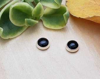 SoCute925 5mm Black Onyx Studs | 925 Sterling Silver | Small Black Studs Earrings | Small Silver Stud Earrings | Minimalist Black Gemstone