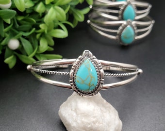 STN #C361 | 上品なターコイズ カフブレスレット | ターコイズ