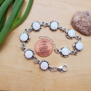 925forher White Opal Bracelet Link | Opal Link Bracelet 7.25
