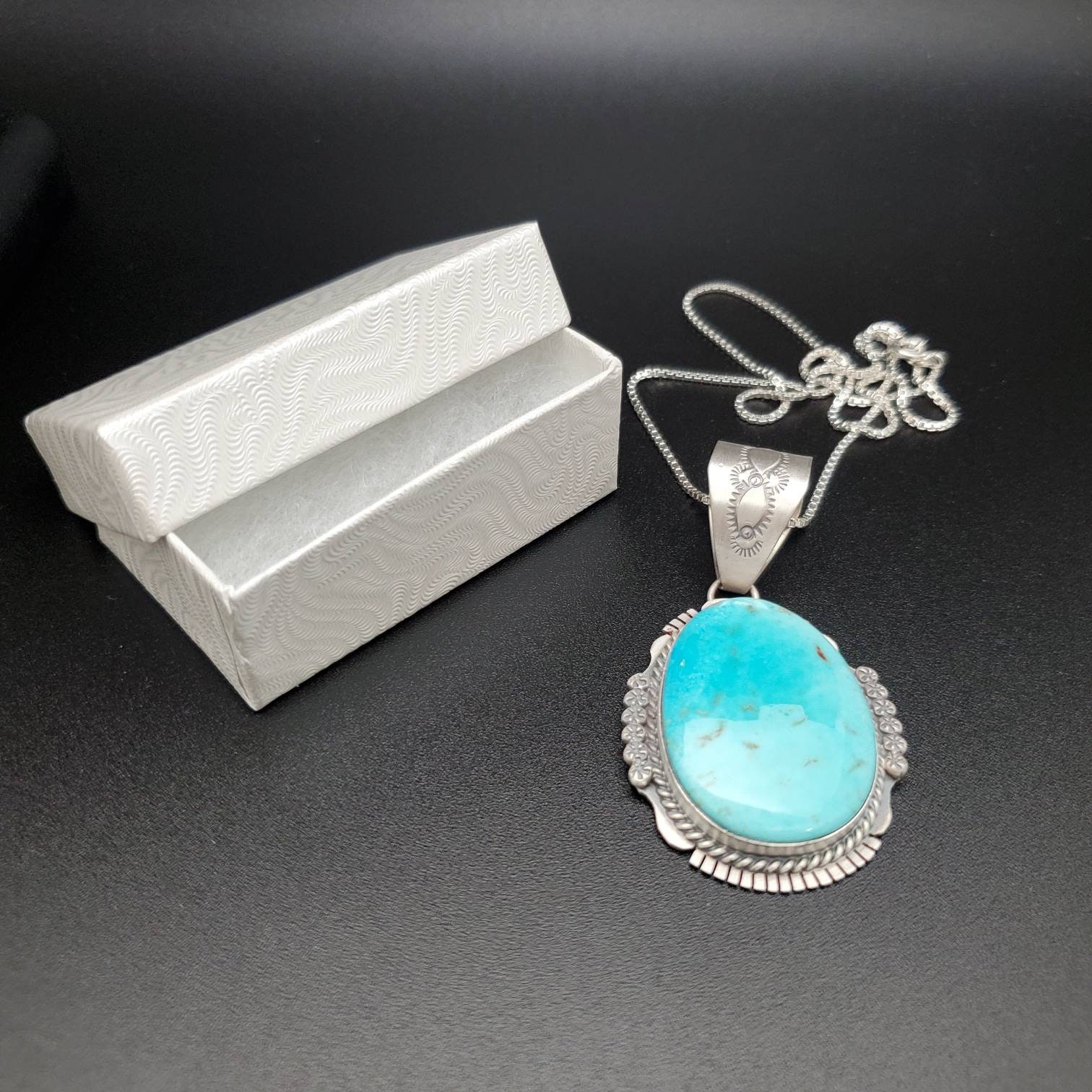 STN #296 | Turquoise Pendant Options With Silver Chain Necklace