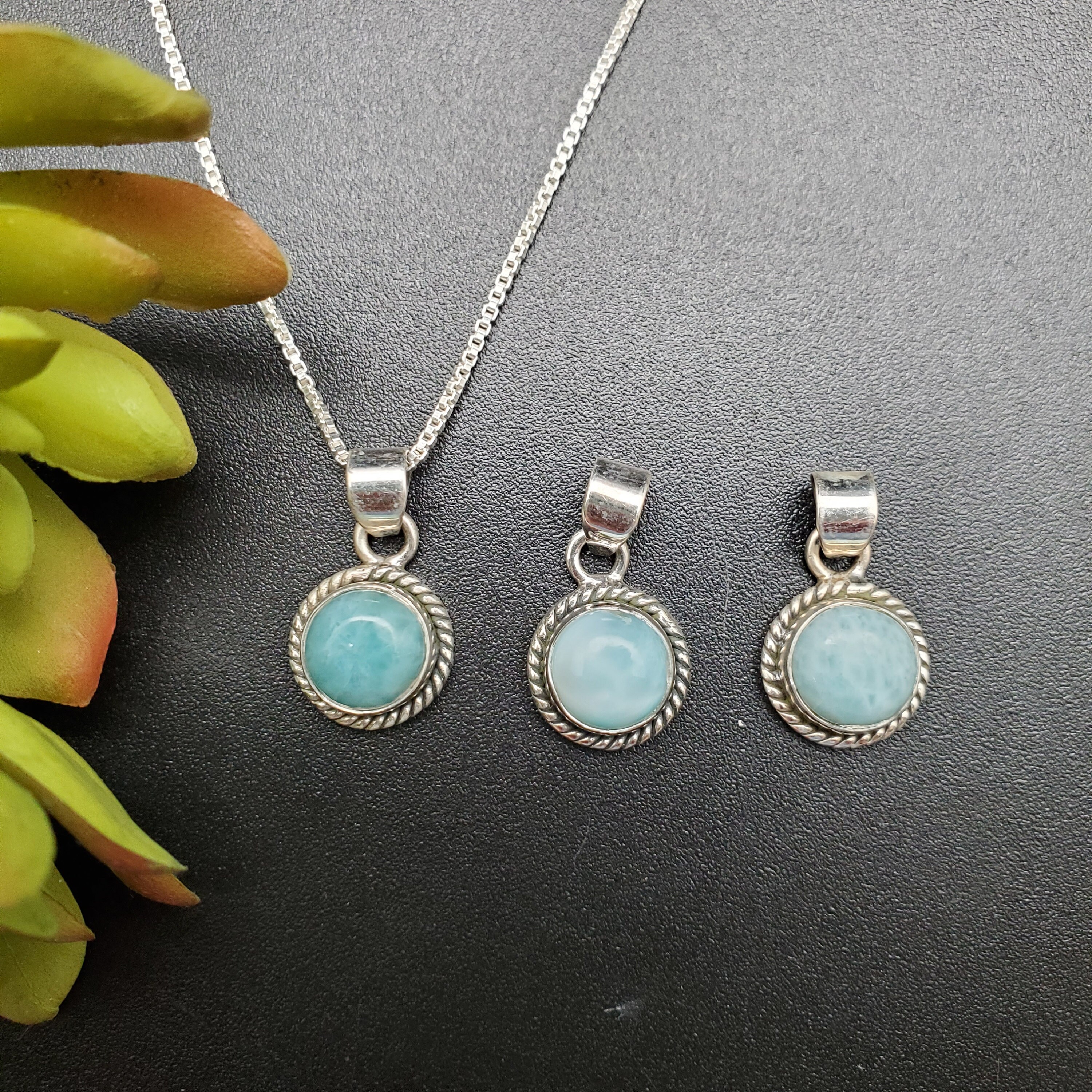 larimarページ 925 Sterling Silver Larimar Pendant Charm Jewelry Christmas