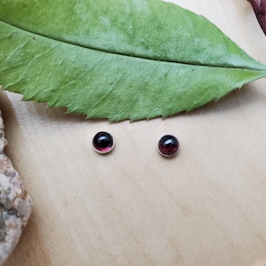 SoCute925 Tiny 4mm Red Stud Earrings | Small Red Garnet Studs | Garnet Post Earrings | Sterling Silver Stud Earrings | Garnet Post Earrings
