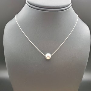 SoCute925 Silver Ball Pendant With Sterling Silver Box Chain Necklace|Silver Necklace Pendant | Silver Bead Necklace | Made in USA