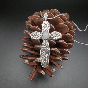 SoCute925 Big Cross Necklace Pendant With Silver Snake Chain Necklace 18&quot; | Sterling Silver White Buffalo Turquoise Cross Necklace | Unisex