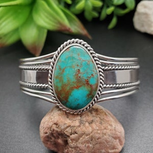 STN #C40 | Number 8 Turquoise Cuff Bracelet | Sterling Silver Turquoise Bracelet | Turquoise Bracelet Cuff | Free Shape Southwest Bracelet