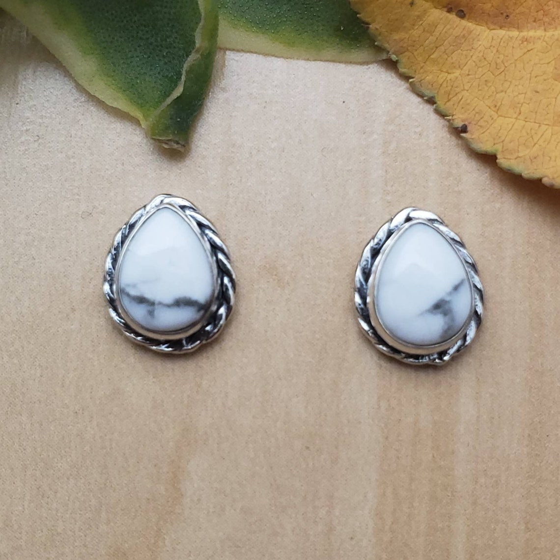 Socute925 White Buffalo Turquoise Stud Earrings Studs Dots Etsy