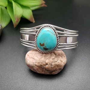 STN #C34 | Number 8 Turquoise Cuff Bracelet | Sterling Silver Turquoise Bracelet | Turquoise Bracelet Cuff | Free Shape Southwest Bracelet
