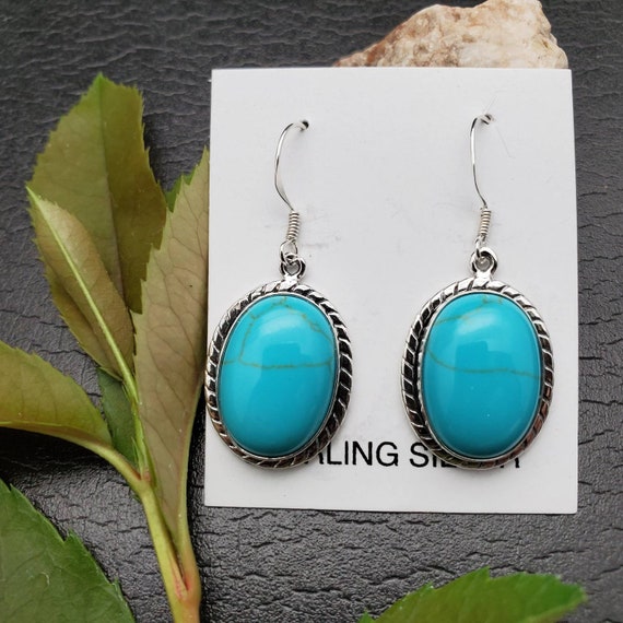 Big turquoise best sale earrings