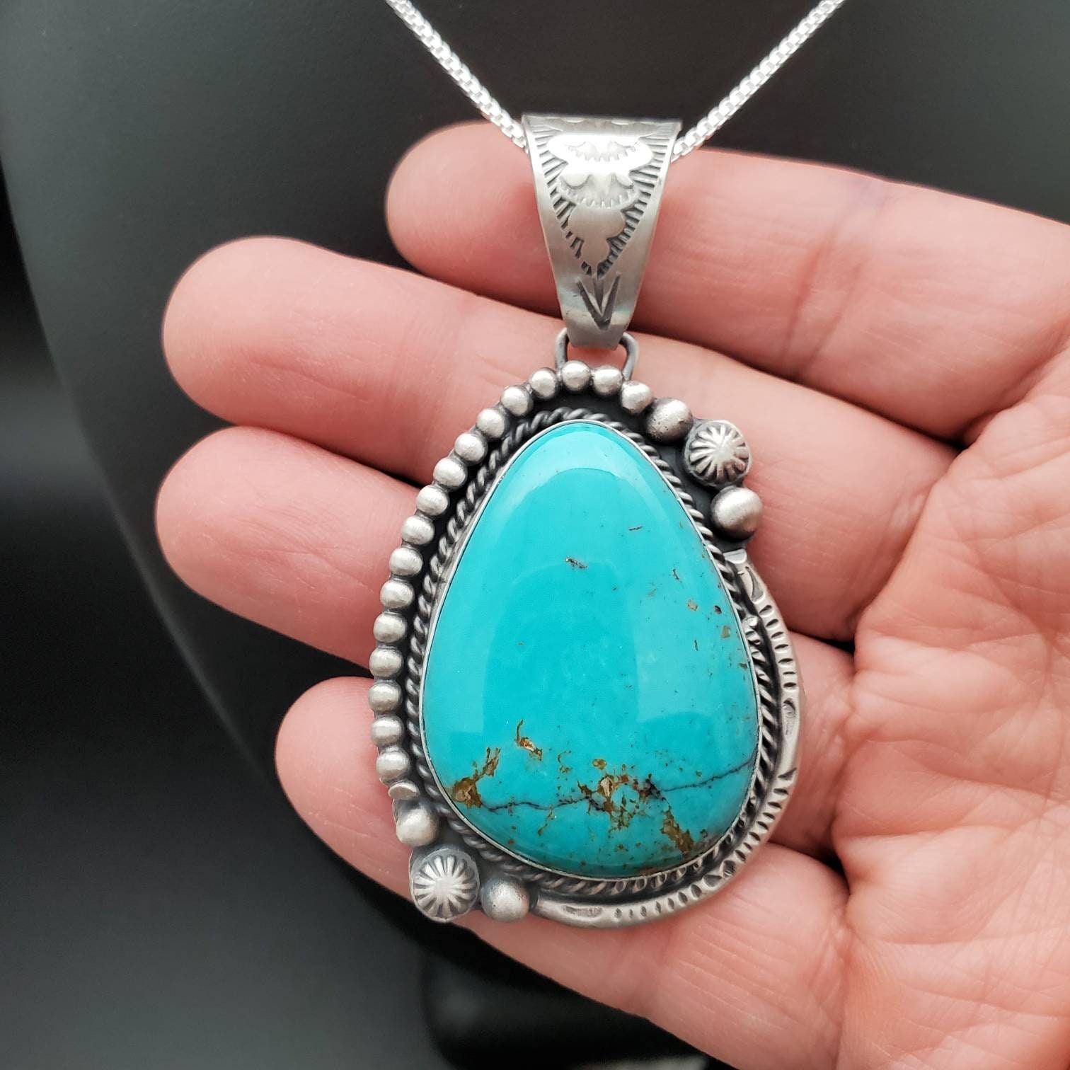 STN #299 | シルバーチェーン付きターコイズペンダントオプション