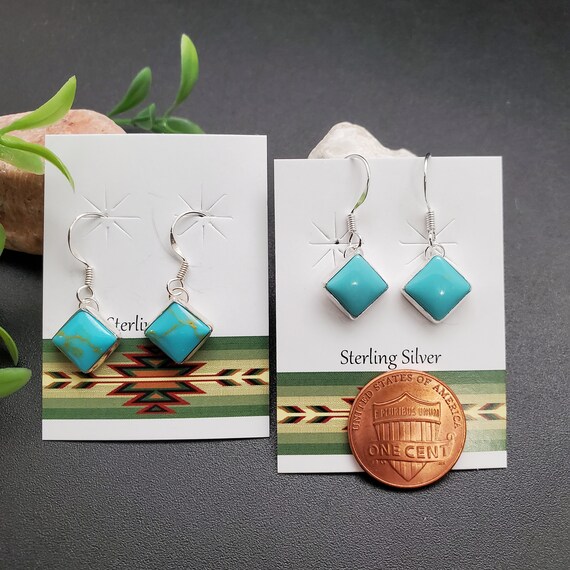 【THEAIRTOWN】popping sk ★2color Socute925 Small Square Turquoise Dangle Earrings | Very
