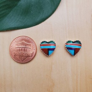 SoCute925 Dainty Multicolor Heart Posts | Small Multicolor Post Earrings | Sterling Silver Post | Southwest Heart Stud Earrings Made in USA