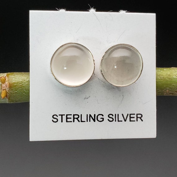 Orecchini di Pietra di Luna Bianca sfera 10 mm ed Argento 925