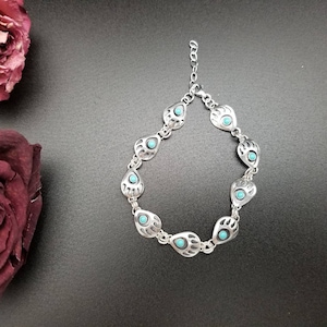 SoCute925 Bear Paw Link Bracelet | Sterling Silver Bracelet 7&quot; with 1&quot; Adjustable Extender | Silver Southwestern Bear Jewelry Made in USA