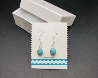 SoCute925 Small Kingman Turquoise Dangle Earrings | Simple Turquoise Earrings | Sterling Silver Turquoise Jewelry | Everyday | Made in USA