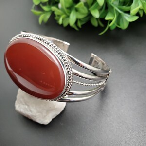 STN #C265 | Lovely Carnelian Crystal Cuff Bracelet | Dainty Sterling Silver Carnelian Bracelet Cuff | Boho Carnelian Bracelet | Gift For Her