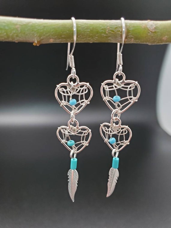Socute925 Southwestern Dream Catcher Earrings Sterling Silver