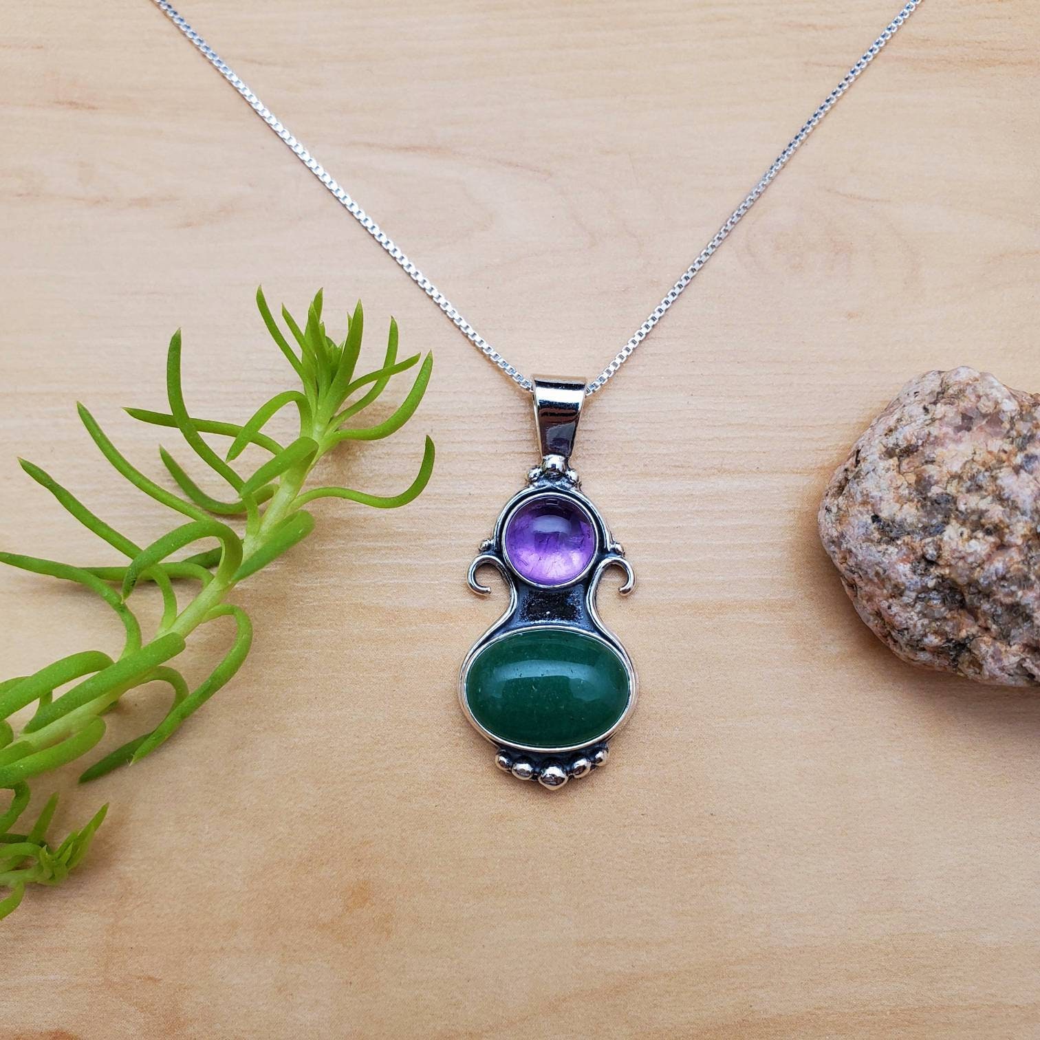 Purple and green best sale necklace