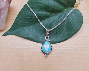 SoCute925 上品なホワイトオパールターコイズネックレスペンダント