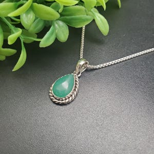 STN #117 | Zierliche Teardrop Aventurin Halskette Anhänger Optionen mit Silber Kette | Sterling Silber Aventurin Anhänger | Kleiner Anhänger