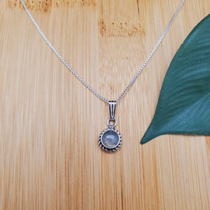 SoCute925 Small Labradorite Necklace Pendant With Silver Box Chain Necklace 16&quot; | Small Labradorite Pendant Necklace | Southwest Necklace