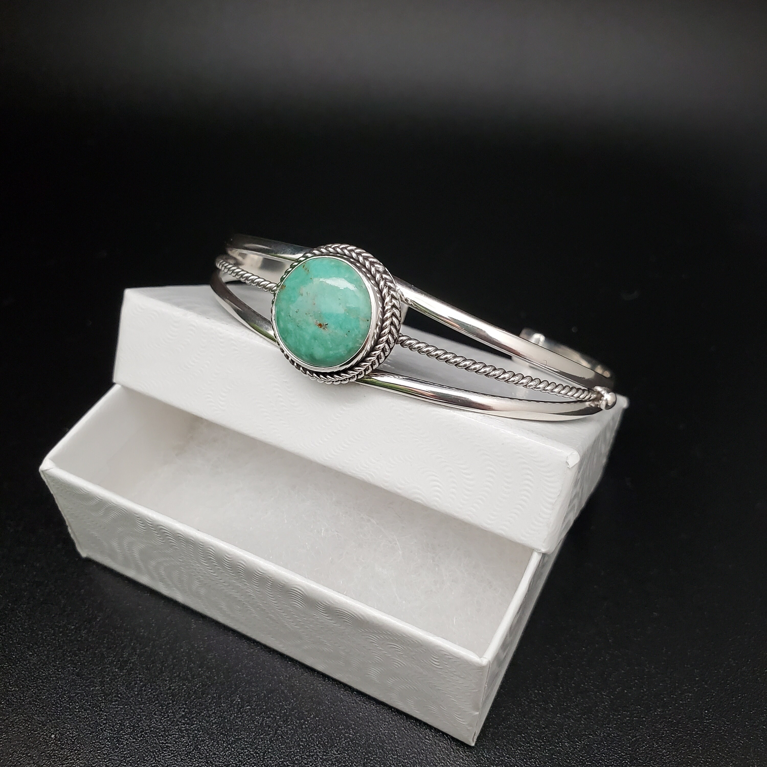 STN #C114 | 上品なキングマン ターコイズ カフ ブレスレット