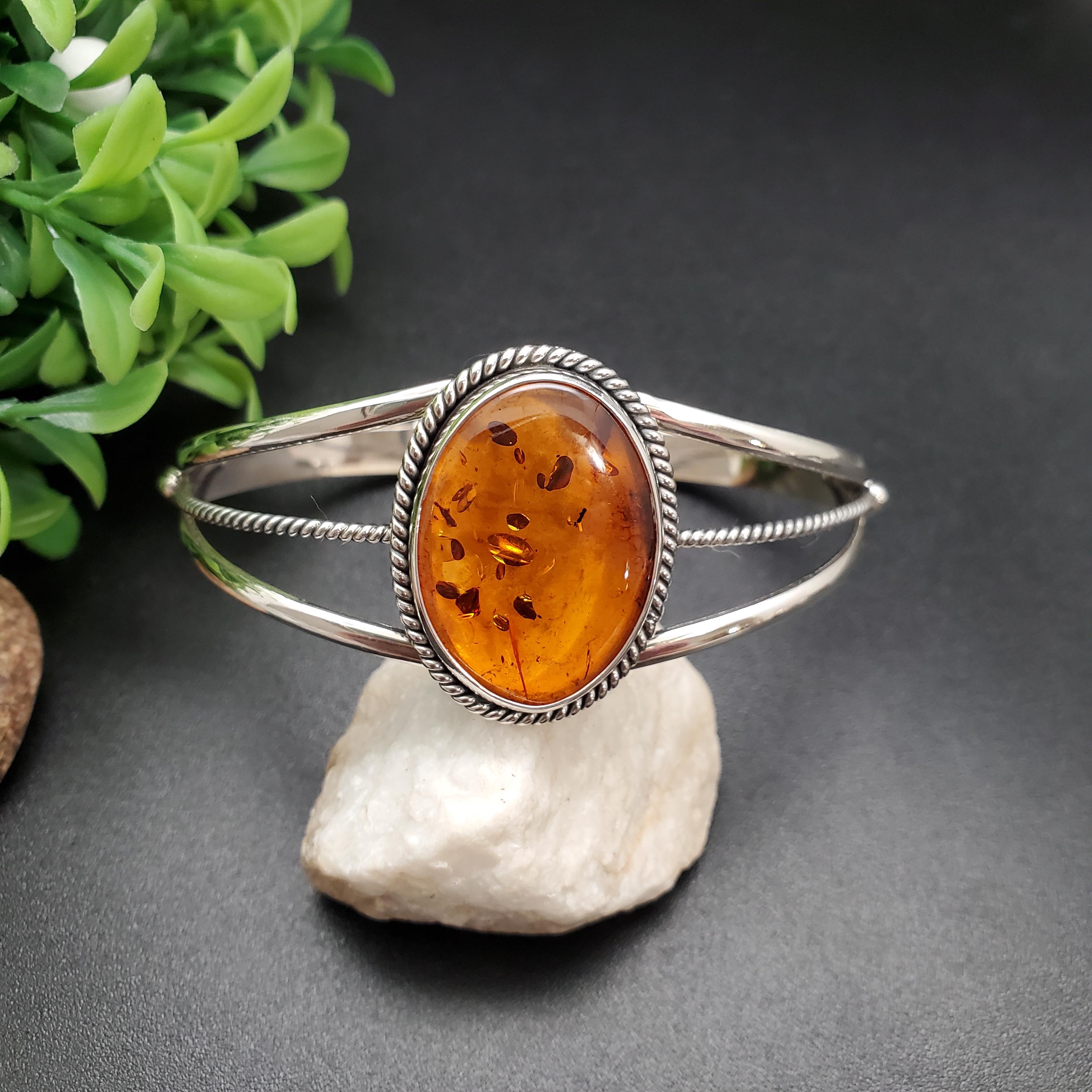 STN #C273 | Baltic Amber Bracelet Cuff | Sterling Silver Amber