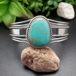 STN #C43 | Number 8 Turquoise Cuff Bracelet | Sterling Silver Turquoise Bracelet | Turquoise Bracelet Cuff | Free Shape Southwest Bracelet
