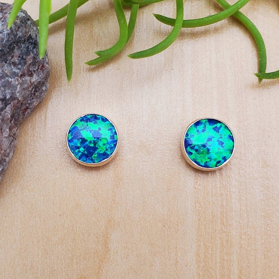 Green opal shop stud earrings