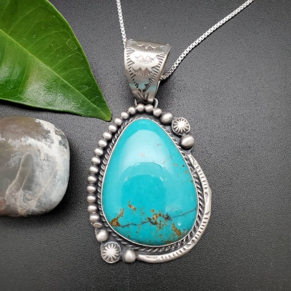 petit turquoise付き silver chain necklace STN #299 | Turquoise Pendant Options With Silver Chain