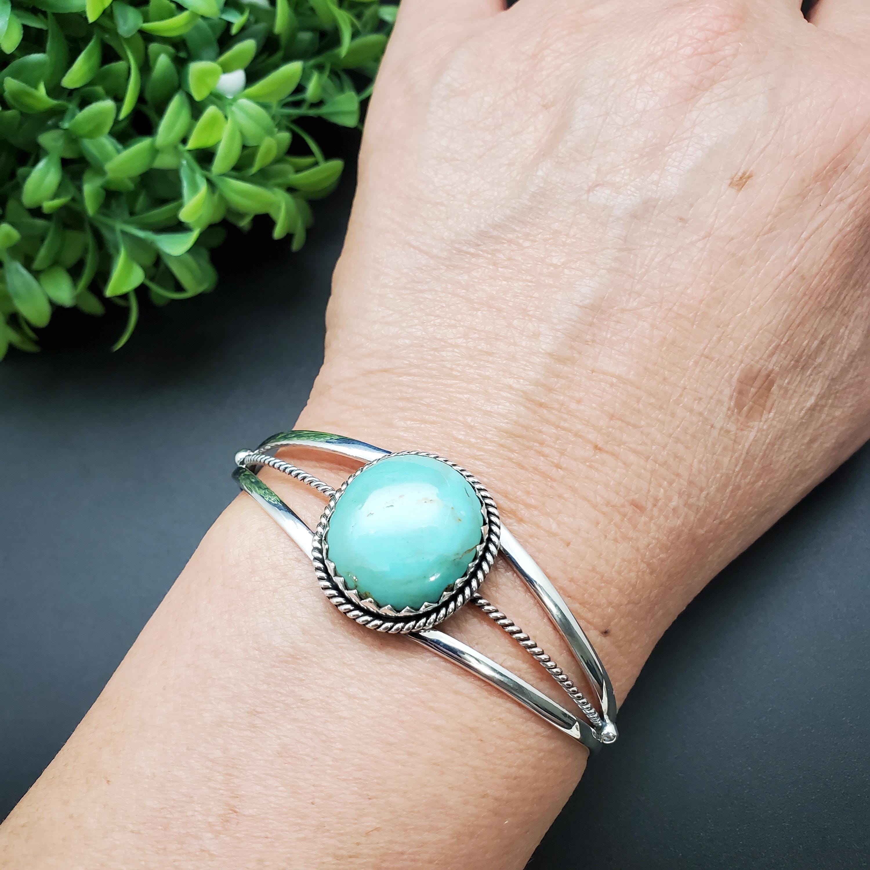 STN #C361 | 上品なターコイズ カフブレスレット | ターコイズ