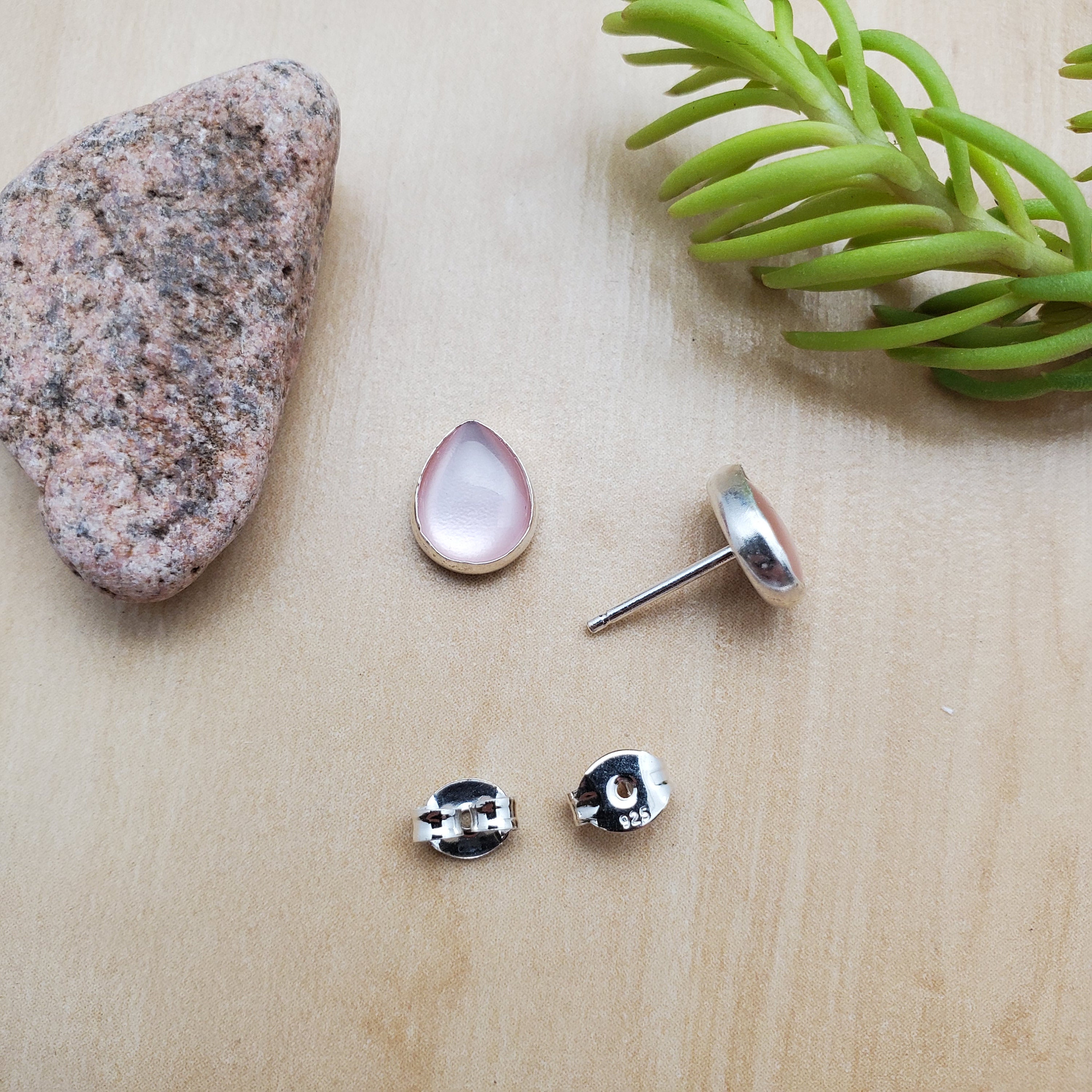 Socute925 Pink Mother of Pearl Post Earrings | Small