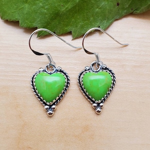 SoCute925 Gaspeite Earrings | Bright Green Gaspeite Dangle Earrings | Sterling Silver Dangle Earrings | Gaspeite Jewelry | Made in USA