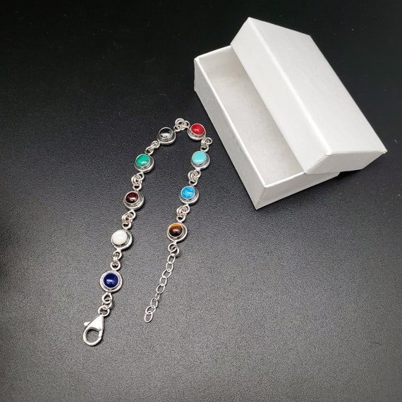 【STONEHENgE】Silver Material Ribbon Cubic Bracelet SC24B01T Faceted Moonstone Sterling Silver Bracelet, Rainbow