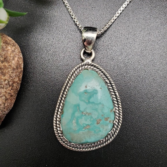 IGM#13 | Arizona Turquoise Pendant With Silver Chain | Sterling