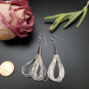 NEW liquid stering silver earrings | dangle | 10 strands and 2.50 inches long| .925 | Designed and made in USA | free shipping