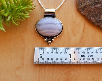 SoCute925 ビッグブルーレースアゲートネックレスペンダント シルバー