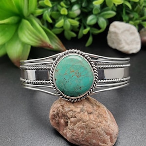 STN #C48 | Number 8 Turquoise Cuff Bracelet | Sterling Silver Turquoise Bracelet | Turquoise Bracelet Cuff | Free Shape Southwest Bracelet