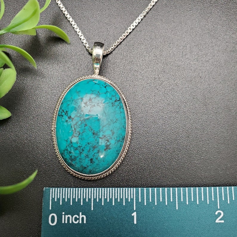 STN #12 | 22x30mm Royston Turquoise Necklace Pendant With Silver Box ...