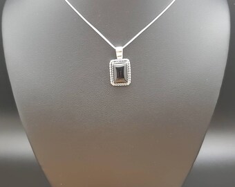Socute925 Lovely Black Onyx Necklace Pendant With Silver Box