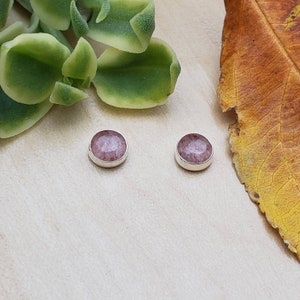 SoCute925 5mm Cherry Quartz Stud Earrings | Small Post Earrings | Dainty Earrings Studs | Sterling Silver Cherry Quarts Studs | Made in USA