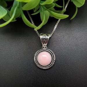 STN #85 | Lovely Pink Queen Conch Circle Necklace Pendant | Sterling Silver Pink Conch Pendant | Unique Barbie Pink Pendant | Gift For Her