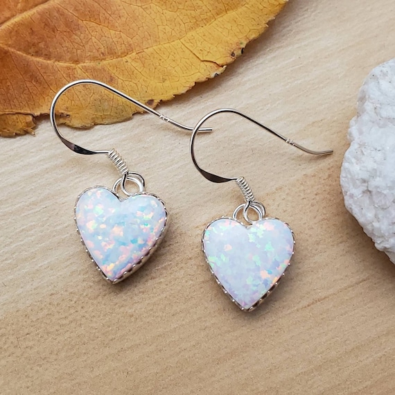 Heart opal earrings new arrivals