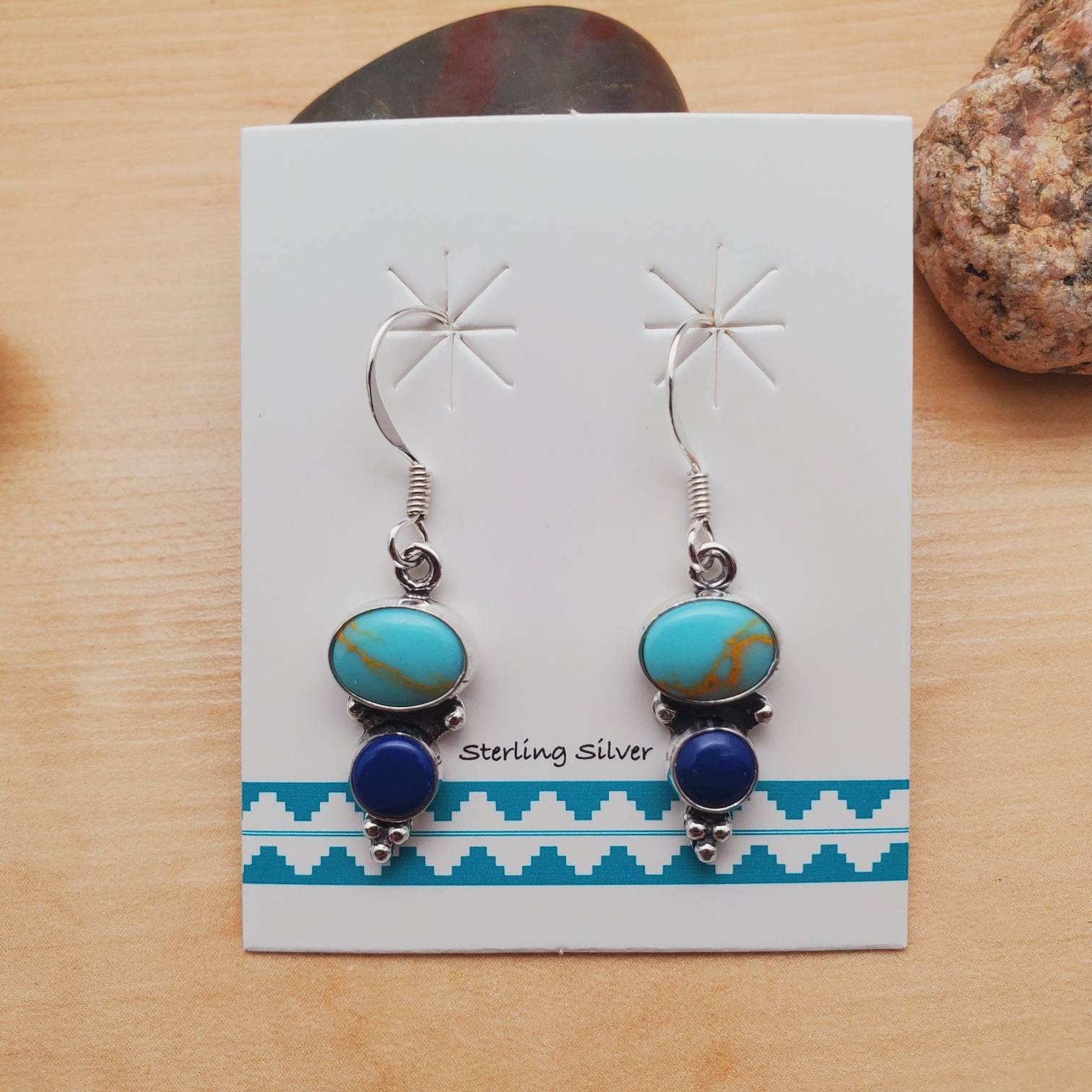 Socute925 Lovely Sterling Silver Southwest Earrings | Kingman Turquoise ...