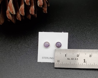 SoCute925 5mm Charoite Sterling Stud Earrings | Sterling Silver | Earring Studs | 5mm Dots | Made In USA