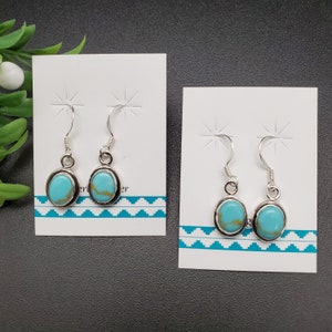 SoCute925 Kingman Turquoise Earrings | Turquoise Southwest Jewelry | Simple Turquoise Dangle Earrings | Sterling Silver Jewelry Made in USA