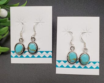 SoCute925 Kingman Turquoise Earrings | Turquoise Southwest Jewelry | Simple Turquoise Dangle Earrings | Sterling Silver Jewelry Made in USA