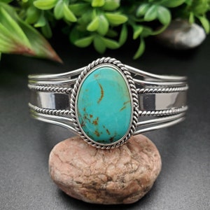STN #C63 | Number 8 Turquoise Cuff Bracelet | Sterling Silver Turquoise Bracelet | Turquoise Bracelet Cuff | Free Shape Southwest Bracelet